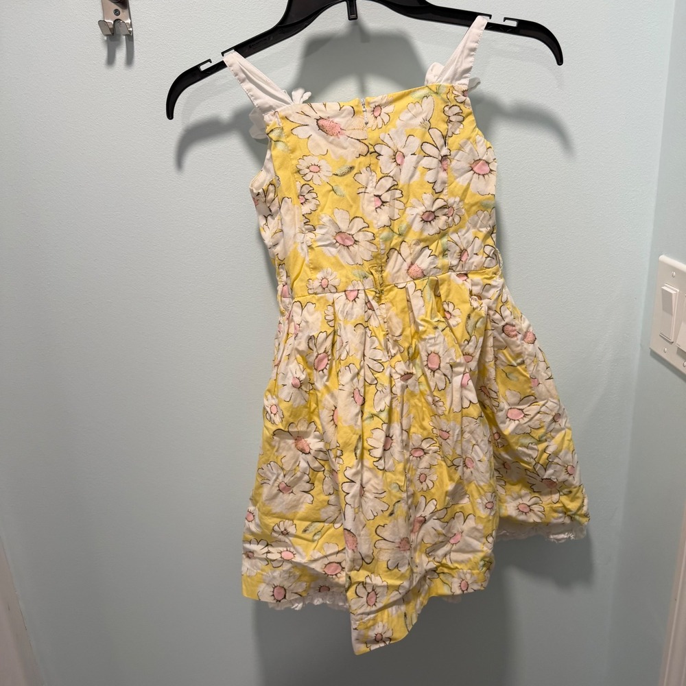 The Children's Place Floral Sun Dress Yellow 6X/7 Daisy Bow Summer Casual - Picture 4 of 4